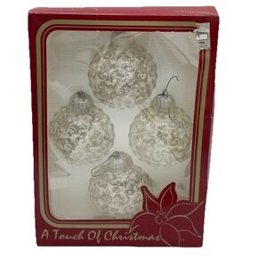 4 Vtg Rauch Scroll Glass Ornaments  2.5" West Germany A Touch of Christmas 1993